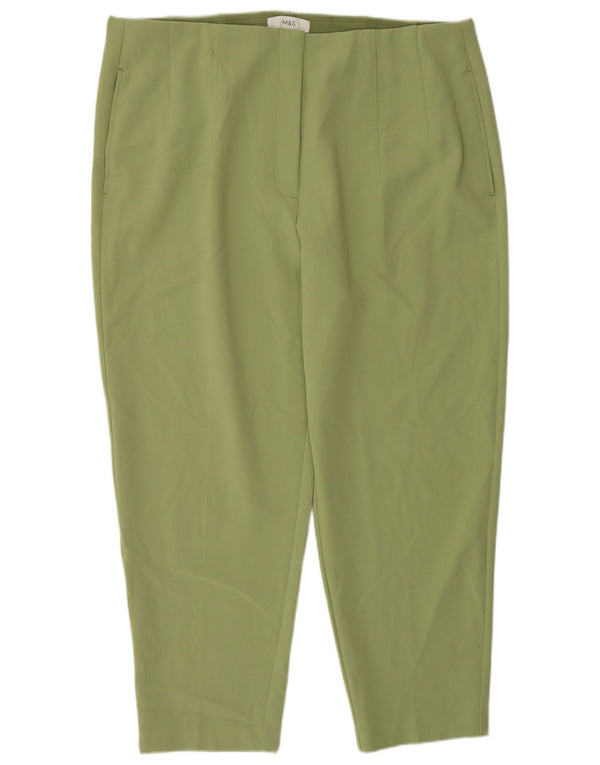 Calça feminina cortada de cintura alta Marks & Spencer UK 20 2XL W38 L26 verde