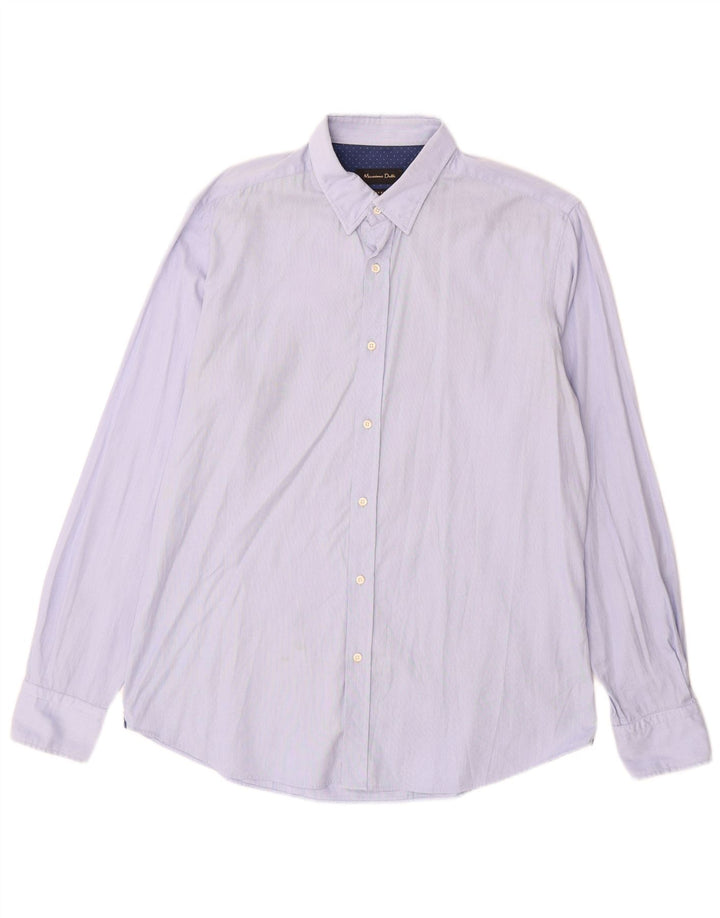 Camisa masculina Massimo Dutti grande algodão azul