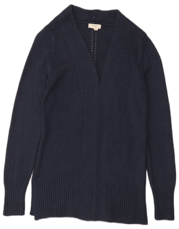 Suéter aberto de cardigã feminino Fat Face Reino Unido 6 XS azul marinho acrílico
