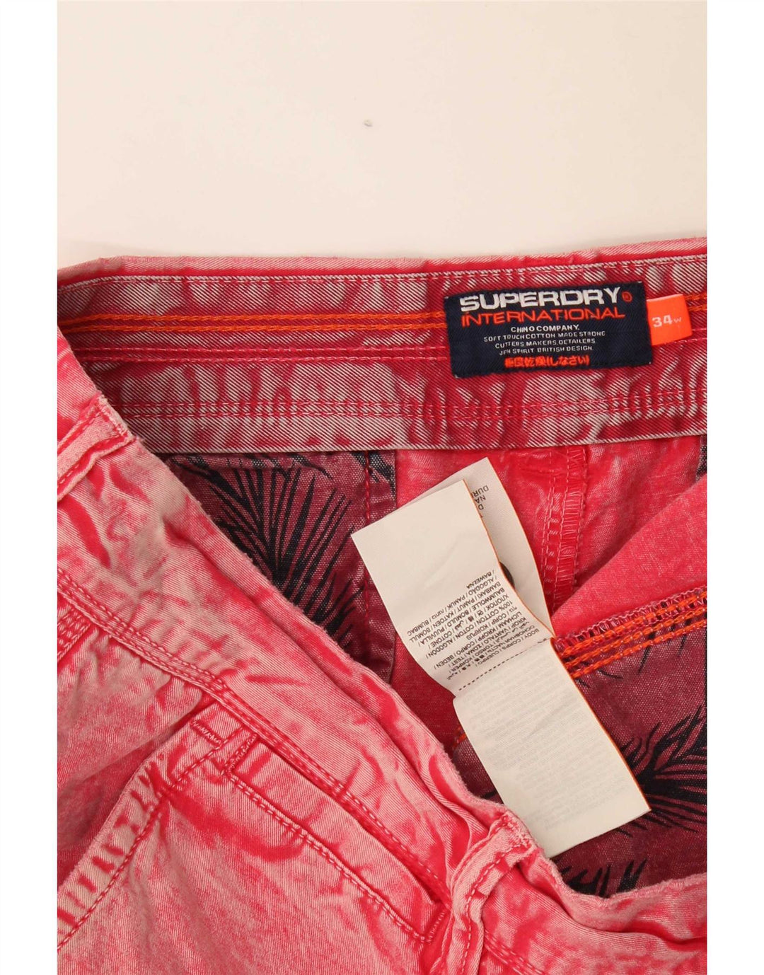 Shorts jeans masculino Superdry W34 grande algodão vermelho