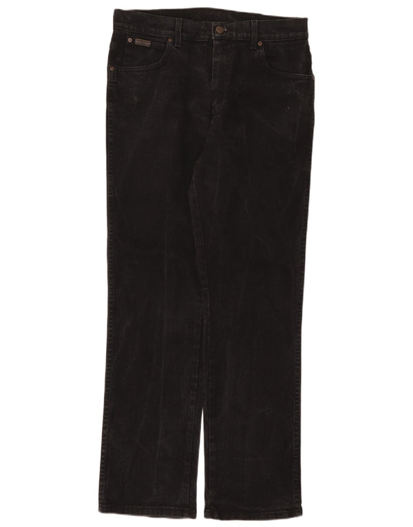 Wrangler Masculino Texas Stretch Straight Jeans W33 L32 Algodão Preto