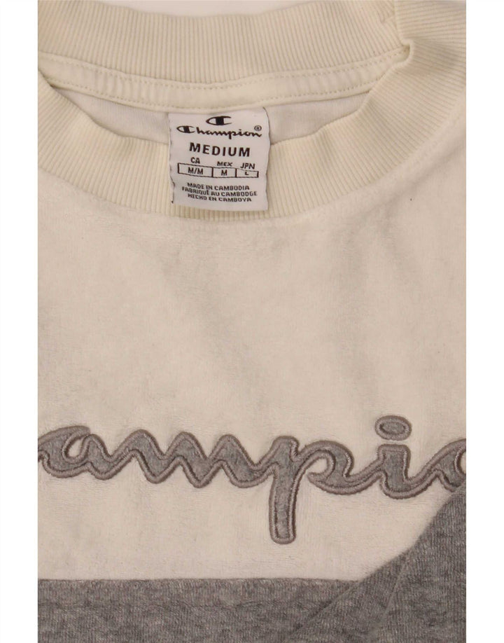 Champion feminino gráfico moletom jumper UK 14 médio branco colorblock