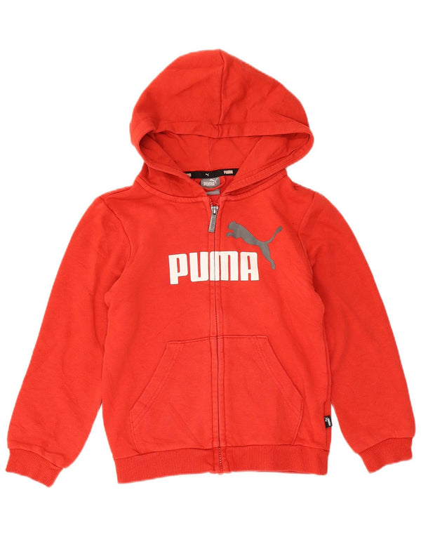Suéter feminino Puma com capuz e zíper gráfico 7-8 anos algodão vermelho esportivo