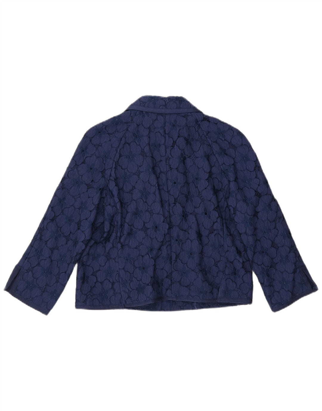 LUISA SPAGNOLI Jaqueta blazer feminina colheita manga 3/4 IT 44 azul marinho médio