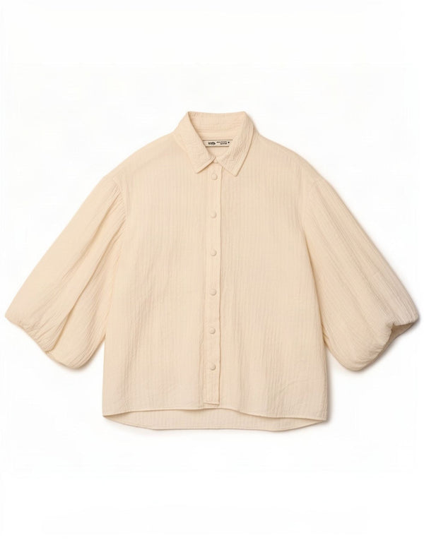 Blusa feminina Zara manga 3/4 oversized UK 6 XS branca