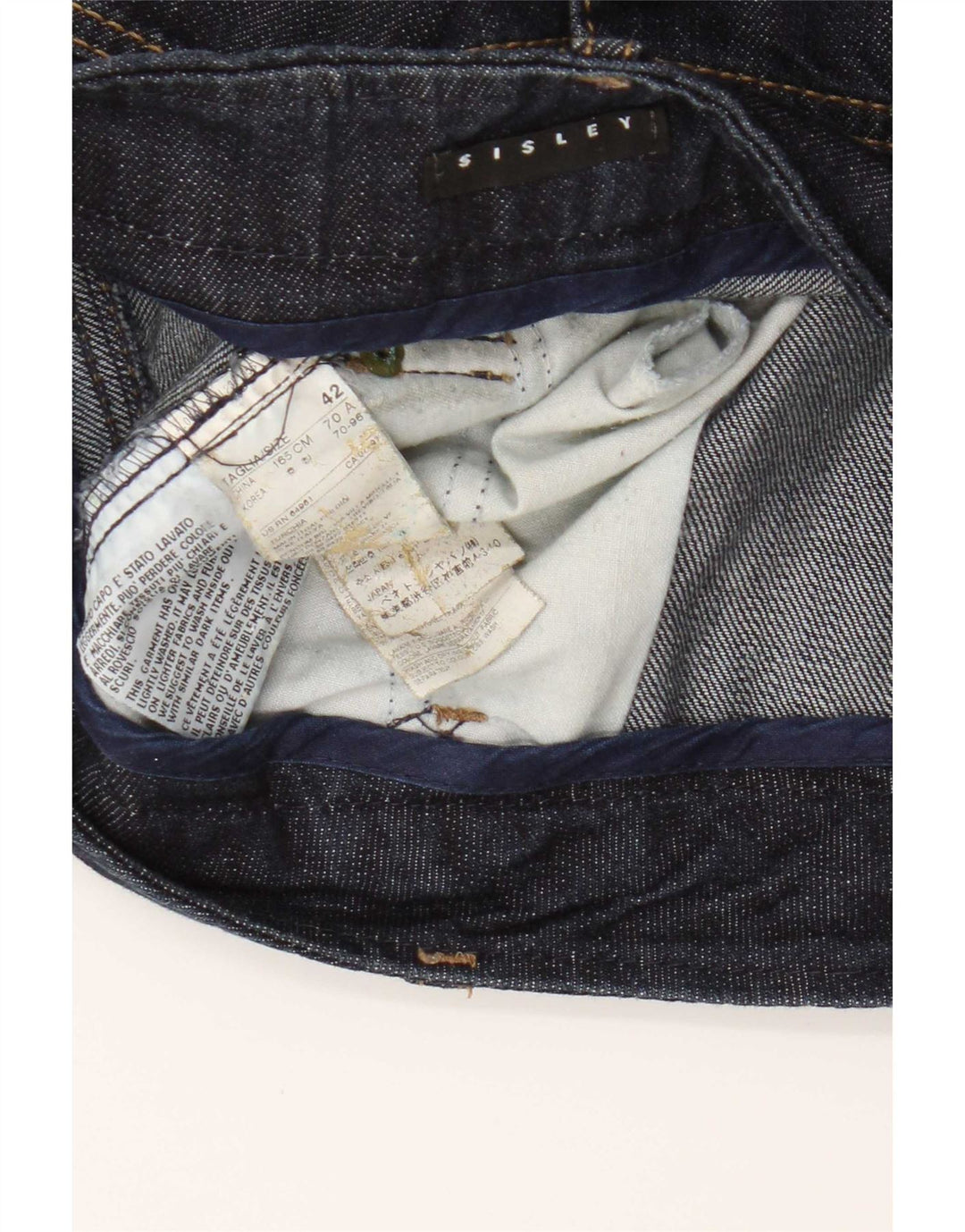 Saia jeans feminina Sisley IT 42 médio W32 algodão azul marinho