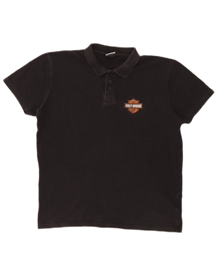 Camisa polo masculina Harley Davidson grande algodão preto