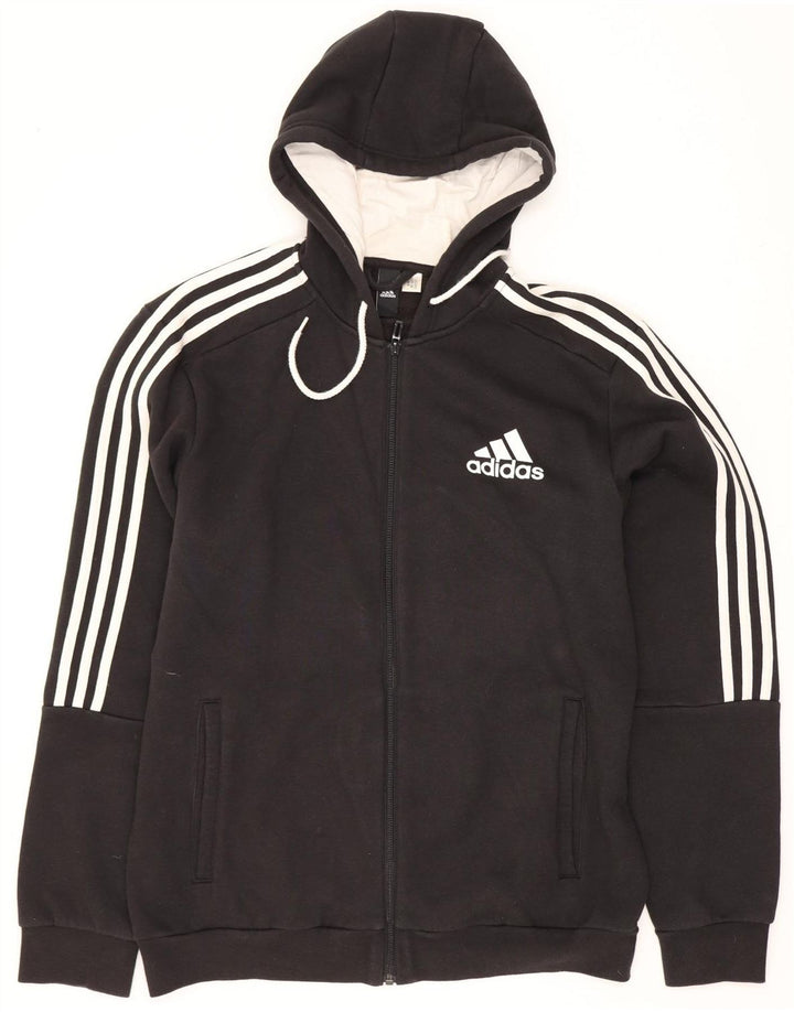 Suéter adidas masculino com capuz e zíper grande preto
