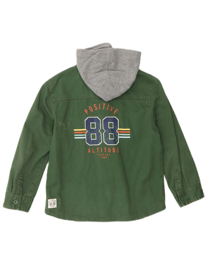 Camisa jeans Lenhador com capuz para meninos FAT FACE 7-8 anos verde colorblock