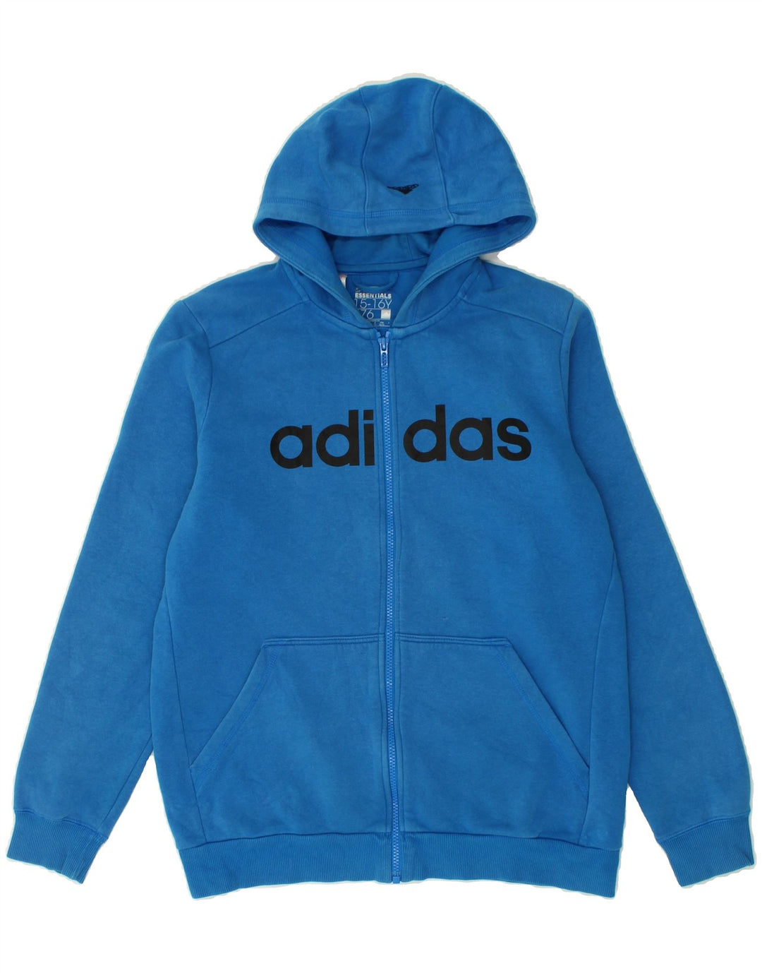 ADIDAS Boys Zip Hoodie Sweater 15-16 Years Blue Cotton Vintage Adidas and Second-Hand Adidas from Messina Hembry 