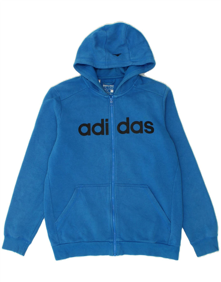 ADIDAS Boys Zip Hoodie Sweater 15-16 Years Blue Cotton Vintage Adidas and Second-Hand Adidas from Messina Hembry 