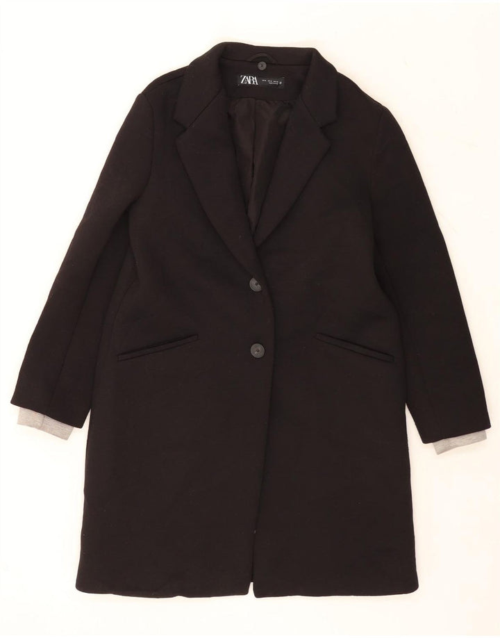 Sobretudo feminino Zara UK 14 poliéster preto médio