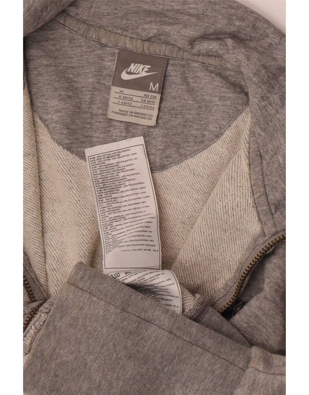 Nike Womens Tracksuit Top Jacket UK 10/12 Médio Cinza Flecked Algodão