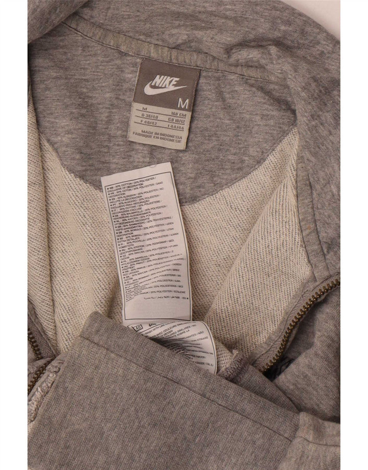 Nike Womens Tracksuit Top Jacket UK 10/12 Médio Cinza Flecked Algodão