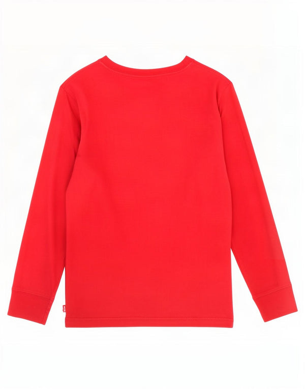 Top gráfico Levi's Boys manga comprida 11-12 anos algodão vermelho
