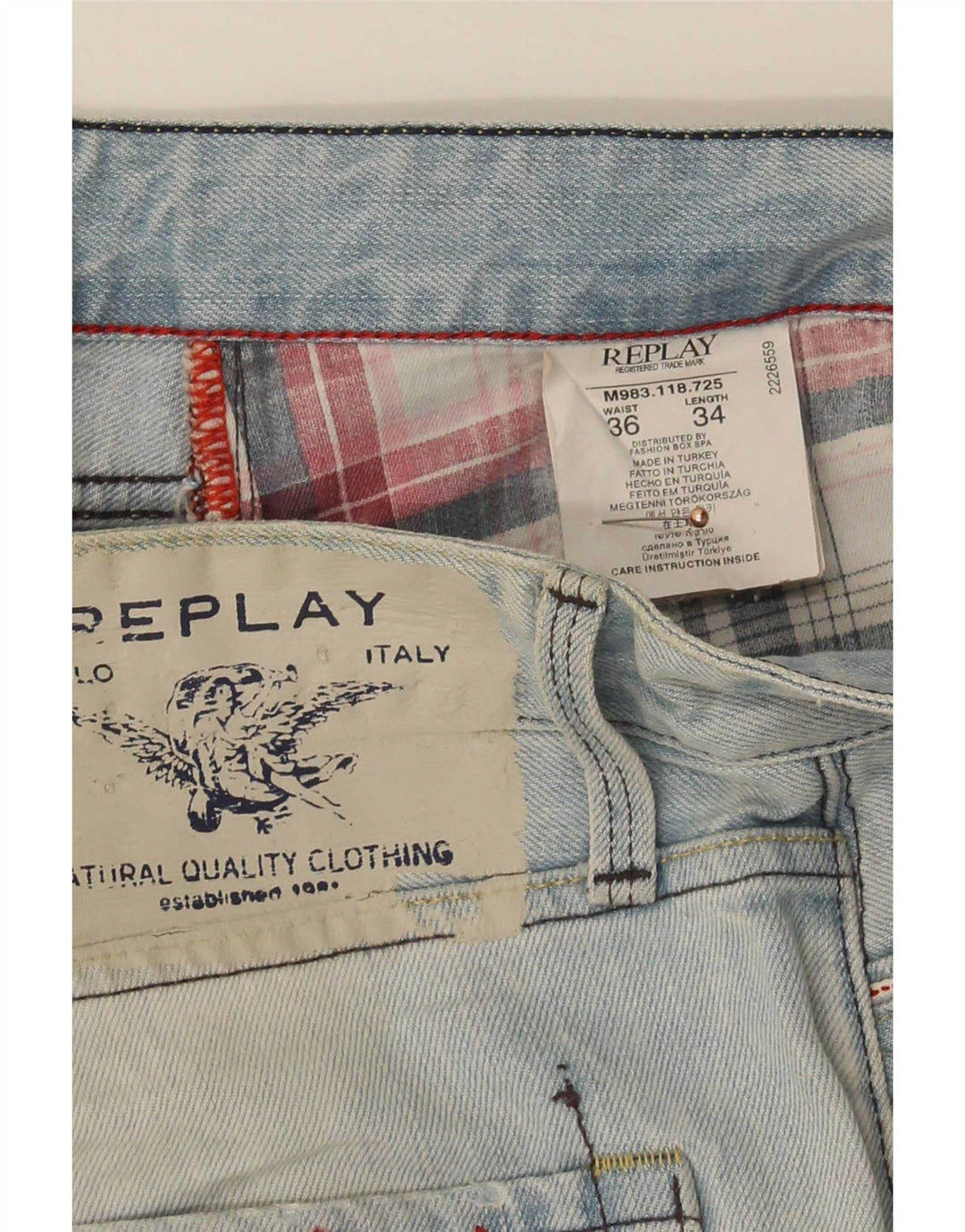 Replay Mens Straight Jeans W36 L34 Azul Algodão