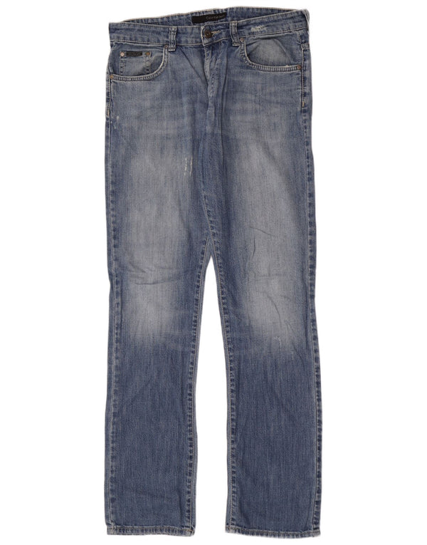 Calça jeans feminina Calvin Klein desgastada slim W32 L33 azul
