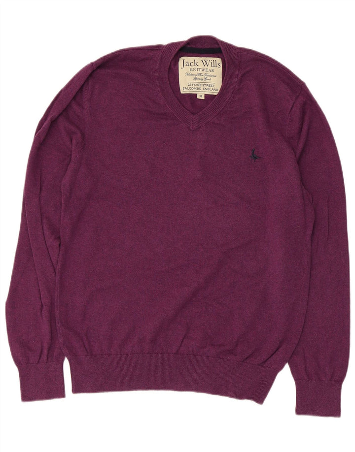 Suéter masculino JACK WILLS com decote em V de algodão roxo médio