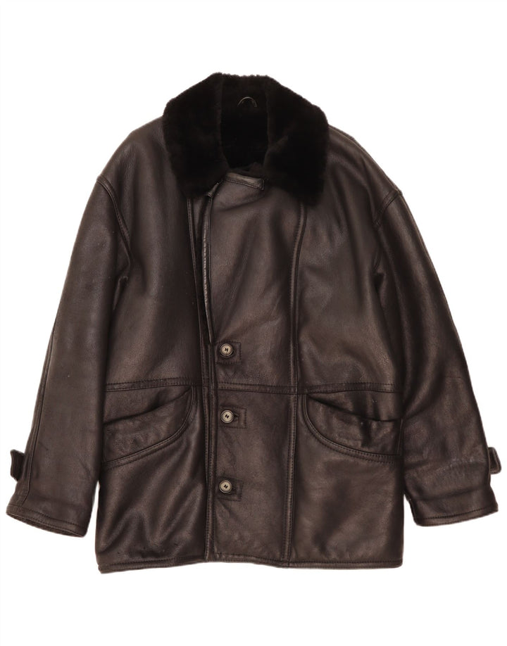 Jaqueta masculina vintage de shearling IT 48 Shearling preto médio
