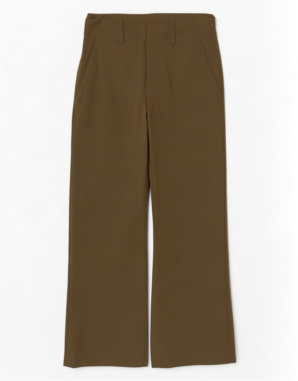 Calça Chino feminina Zara cintura alta com perna larga XS W24 L28 poliéster cáqui