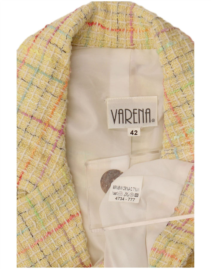 Jaqueta blazer feminina vintage com 3 botões IT 42 algodão xadrez amarelo médio