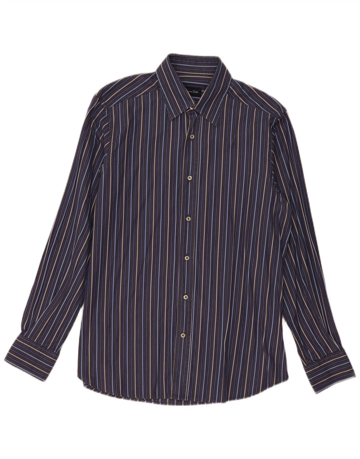 Camisa masculina Massimo Dutti tamanho 42 16 1/2 grande azul marinho listrado