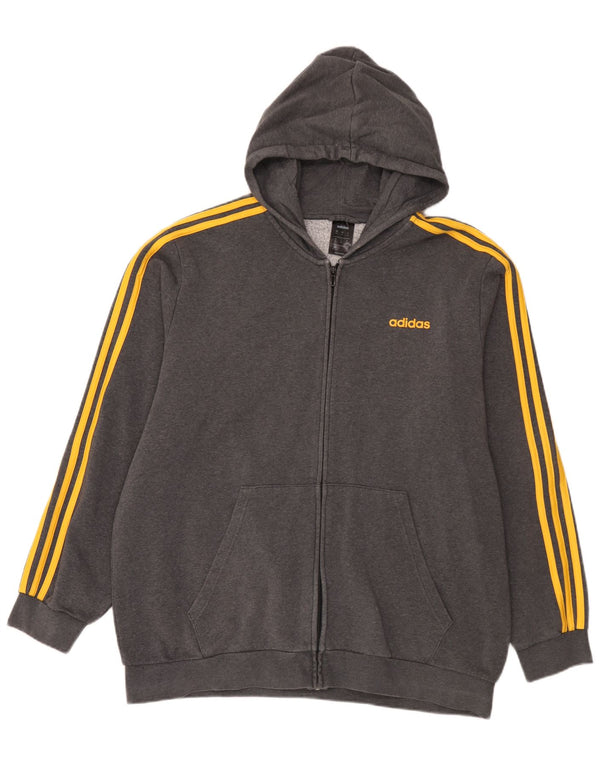 Adidas masculino zip moletom com capuz 2XL algodão cinza
