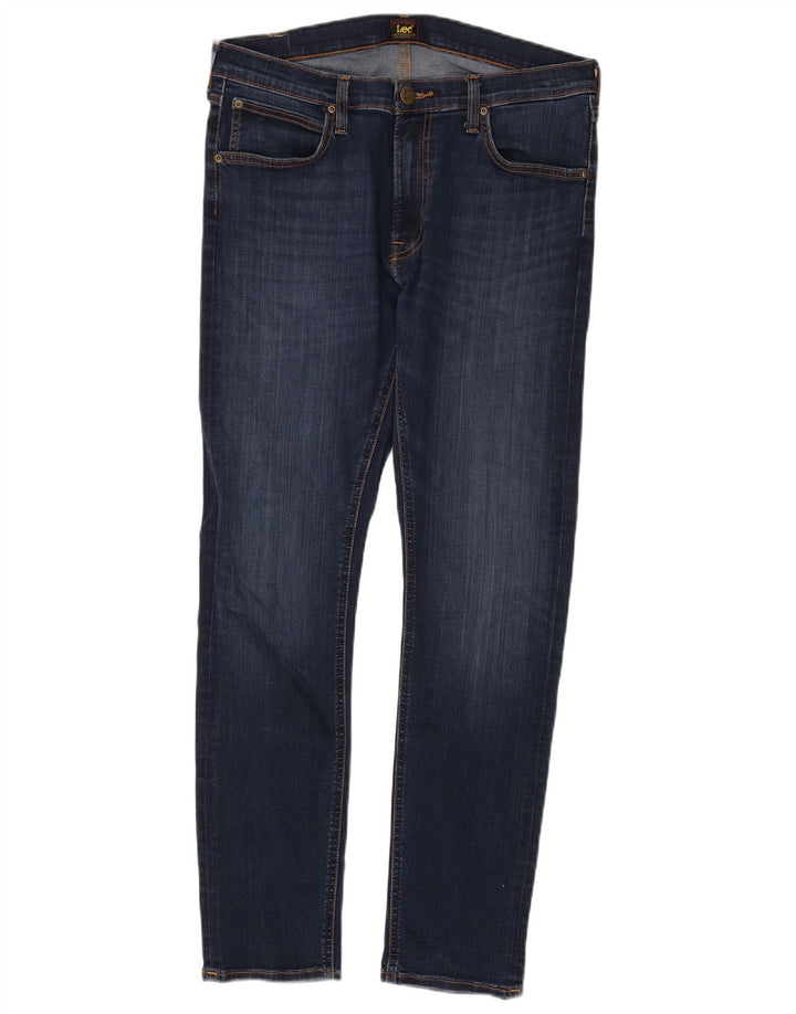 Lee Mens Luke Slim Jeans W34 L32 Azul Marinho Algodão
