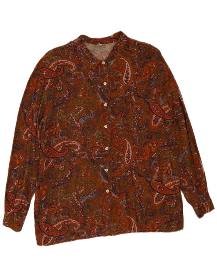 Camisa feminina vintage UK 16 grande paisley multicolorida