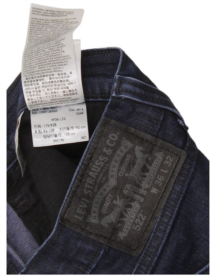 LEVI'S Masculino 522 Tapered Jeans W36 L32 Azul Marinho Algodão