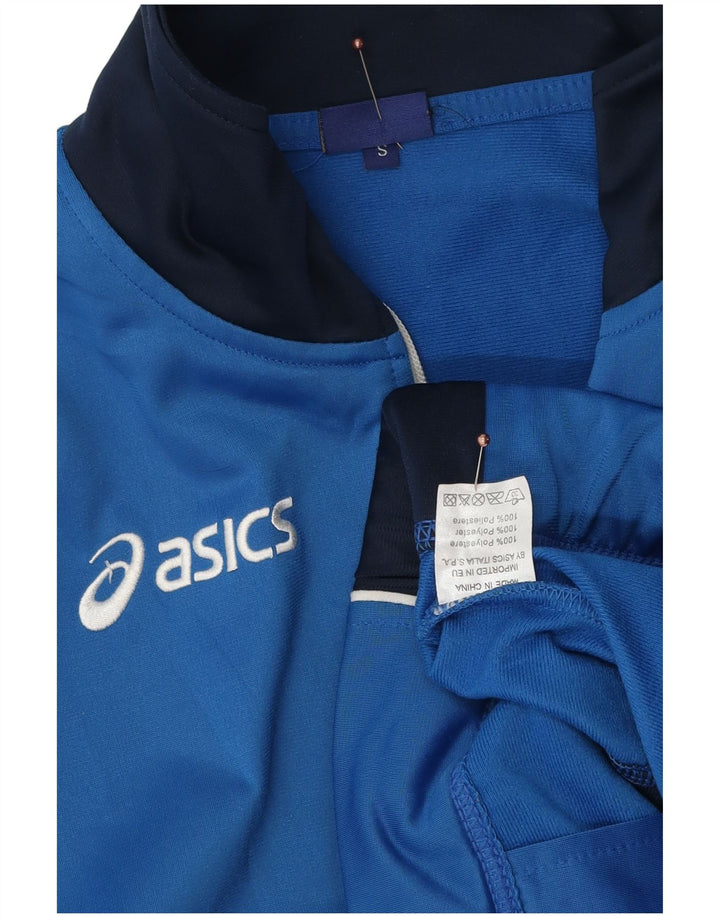 Asics Mens Tracksuit Top Jacket Pequeno Azul Colourblock Poliéster