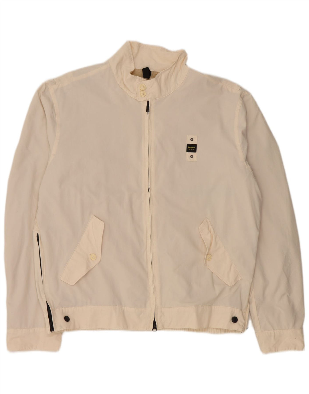 BLAUER Mens Bomber Jacket UK 44 2XL Off White Polyamide