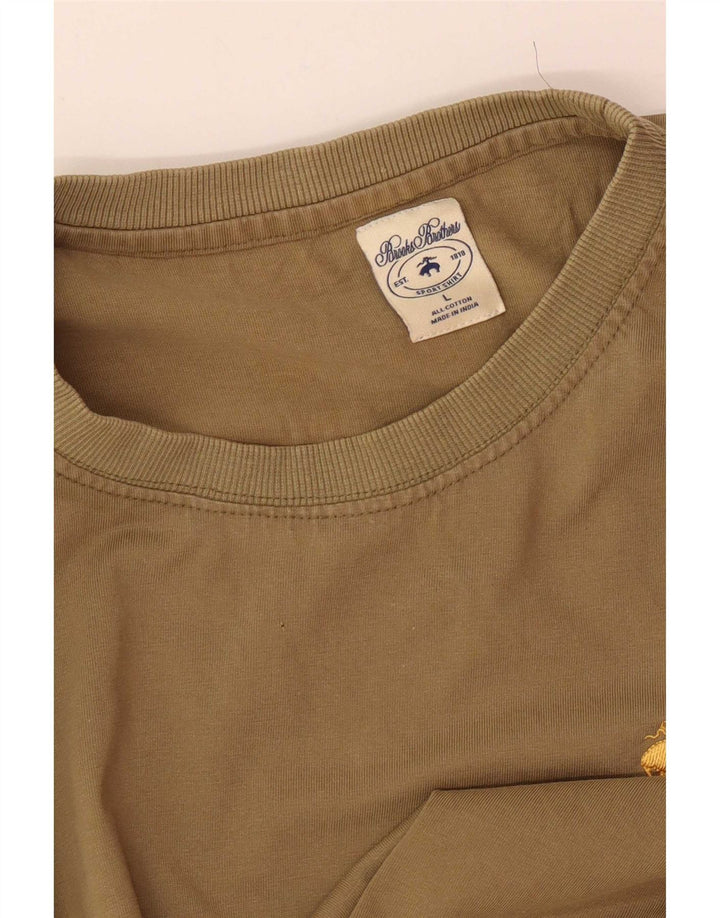 Camiseta masculina Brooks Brothers Top grande de algodão cáqui