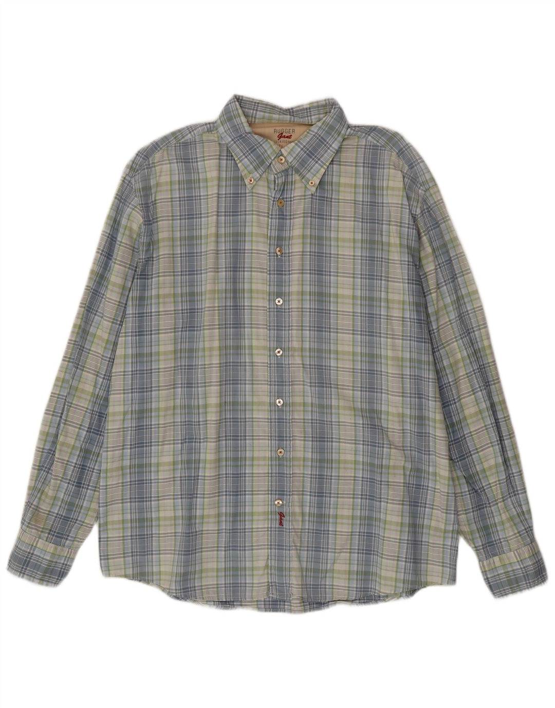 Gant Mens Rugger Slim Fit Camisa 2XL Algodão Xadrez Azul