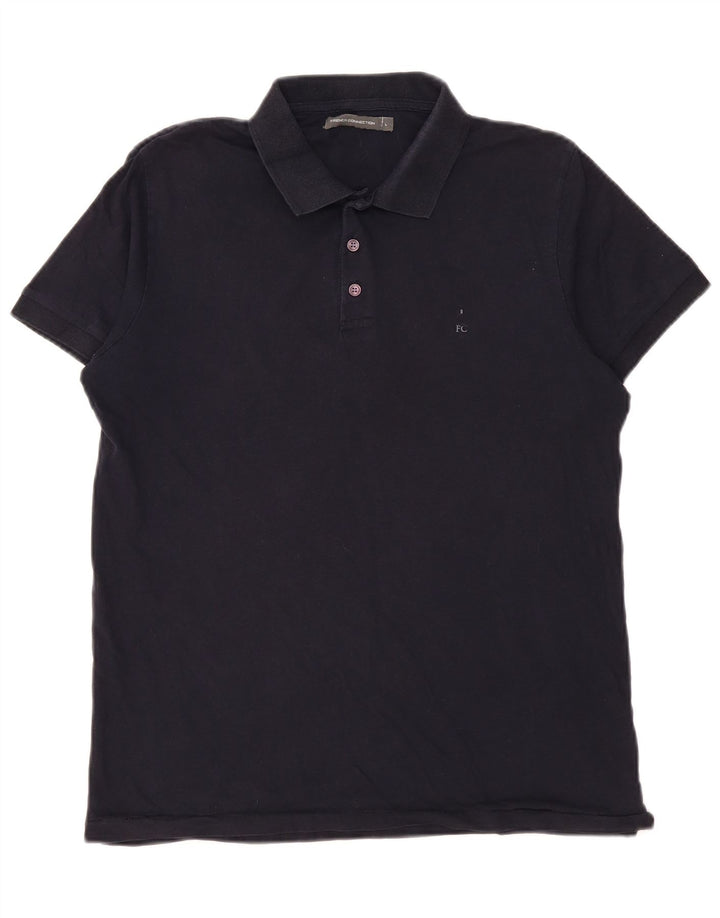 Camisa polo masculina French Connection grande algodão azul marinho