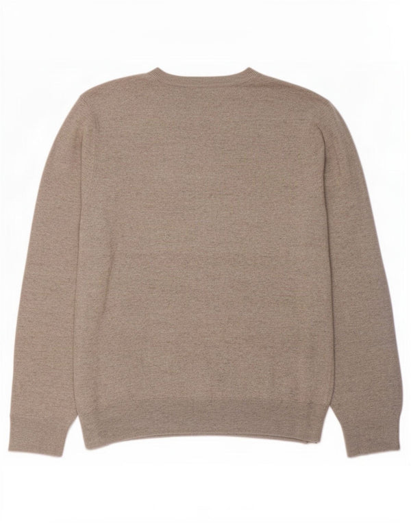 Suéter masculino Marks & Spencer com gola redonda, grande algodão manchado cinza