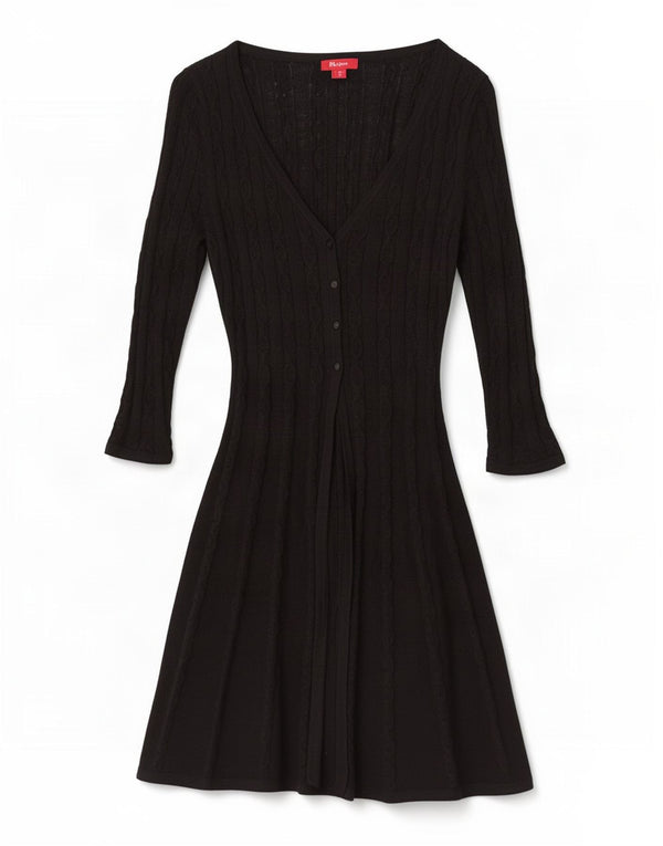 Vestido feminino Monsoon manga 3/4 Reino Unido 8 pequeno acrílico preto