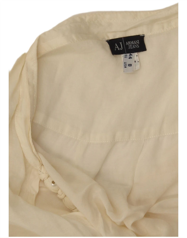 Top feminino Armani Jeans sem mangas transparente EUA 8 médio branco