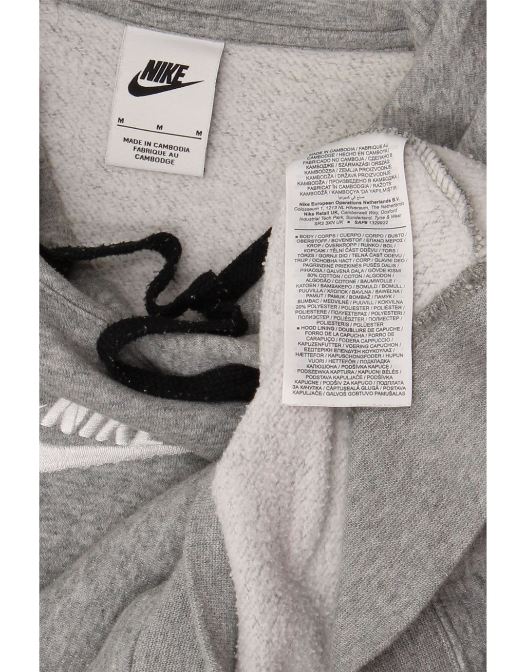 NIKE Mens Graphic Hoodie Jumper Médio Cinza Colourblock Algodão