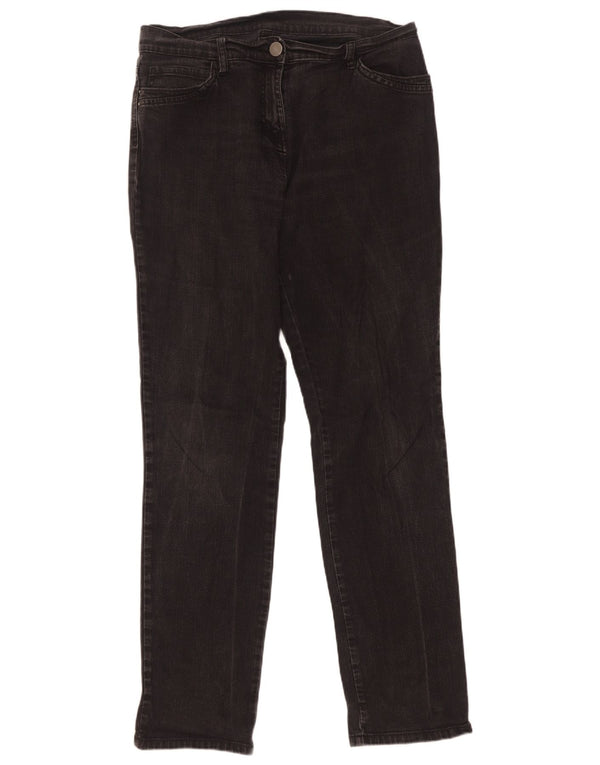 Jeans Marks & Spencer feminino slim UK 14 grande W32 L32 algodão preto
