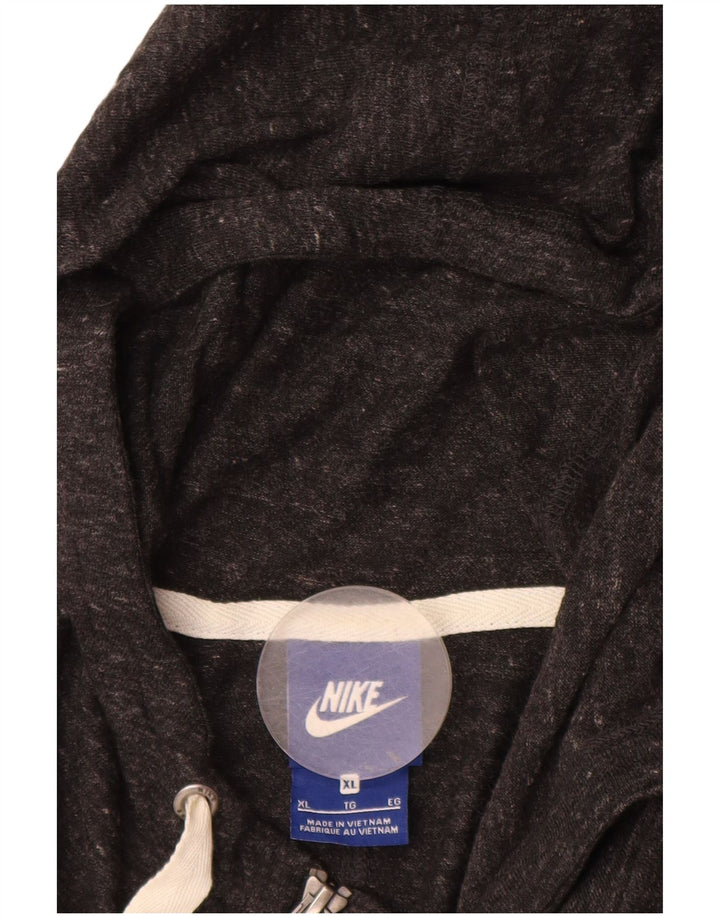 Suéter Nike feminino com capuz e zíper UK 18 XL cinza manchado de algodão