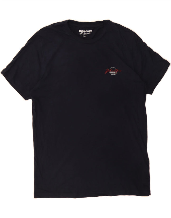 JACK & JONES Mens T-Shirt Top Large Navy Blue Cotton Vintage Jack & Jones and Second-Hand Jack & Jones from Messina Hembry 