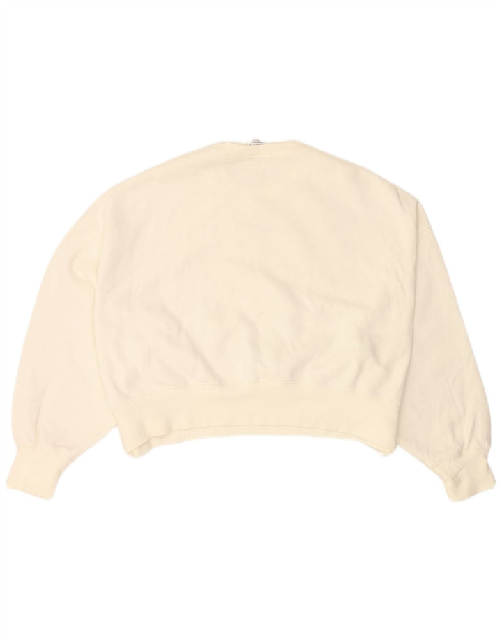 NIKE Womens Crop Oversized Sweatshirt Jumper UK 14 Médio Algodão Branco