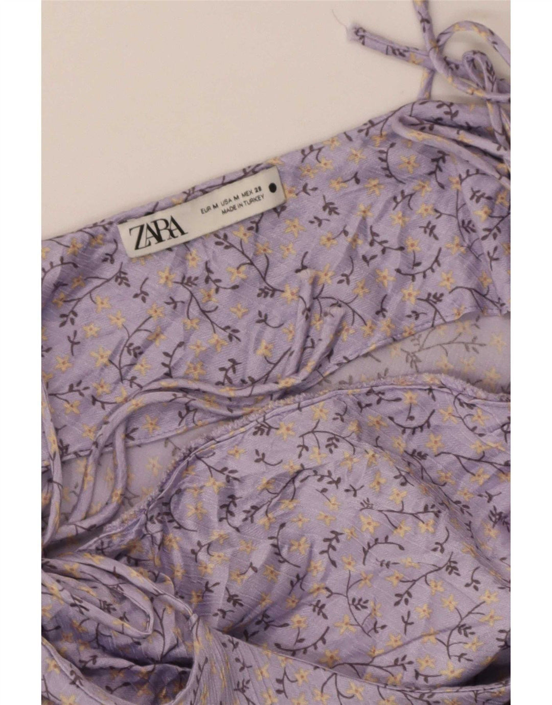Vestido de verão feminino Zara UK 12 médio roxo floral