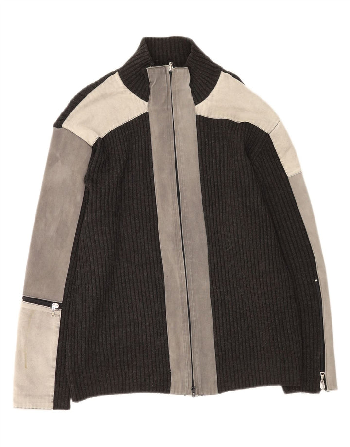 Suéter cardigã masculino Sasch XL cinza colorblock acrílico