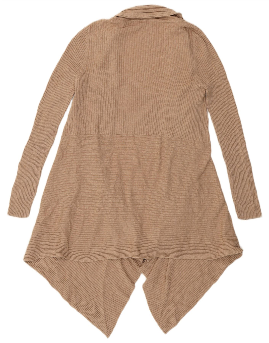 Suéter cardigã feminino assimétrico aberto Marks & Spencer Reino Unido 16 grande bege