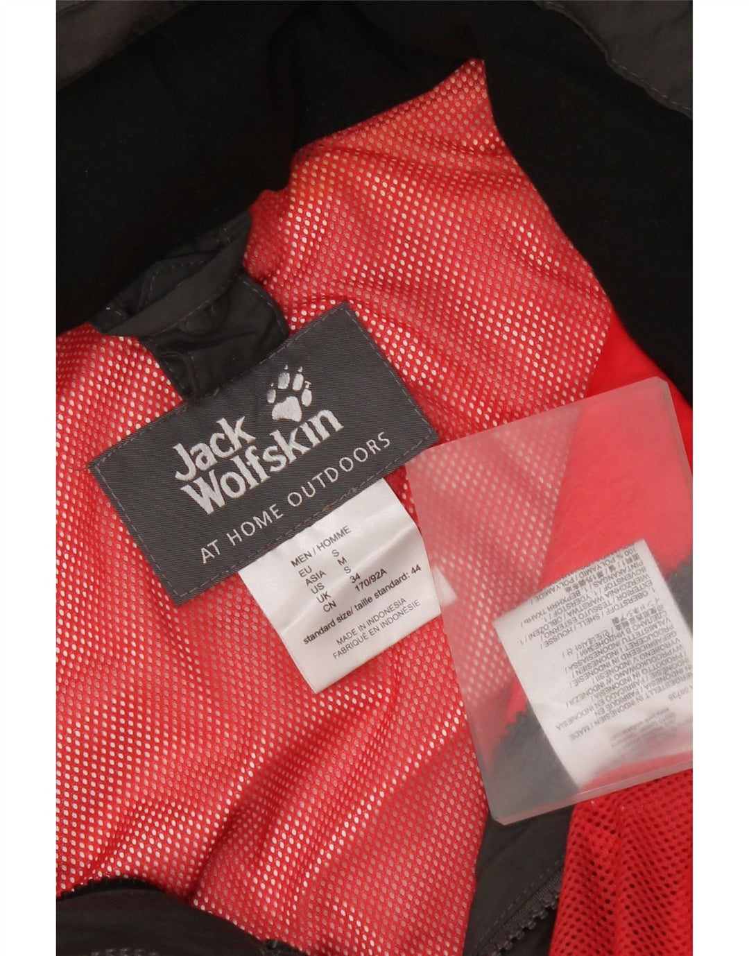 Jaqueta de chuva masculina com capuz Jack Wolfskin Reino Unido 34 poliamida cinza pequena
