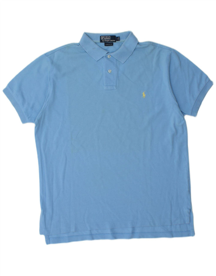 POLO RALPH LAUREN Camisa polo masculina de ajuste personalizado grande algodão azul