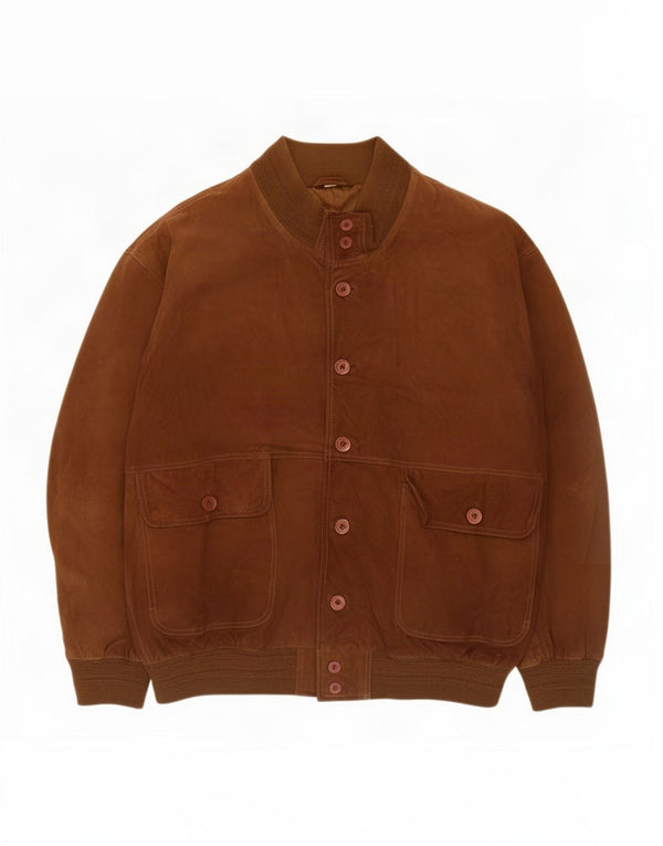 Jaqueta bomber masculina vintage de camurça IT 52 XL couro marrom