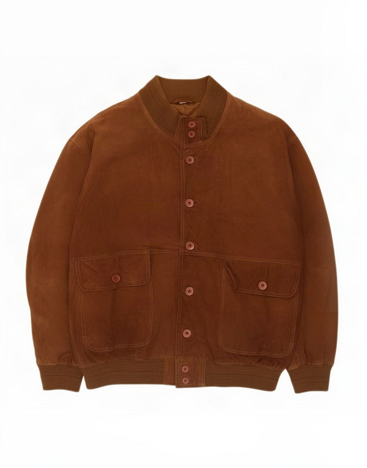 Jaqueta bomber masculina vintage de camurça IT 52 XL couro marrom